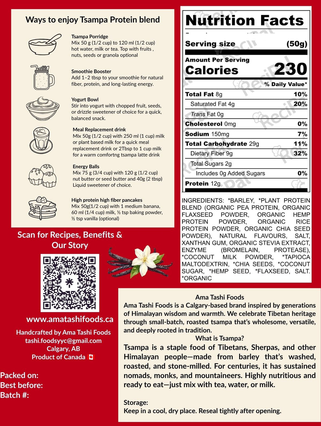 Vanilla Tsampa Superfood Blend+