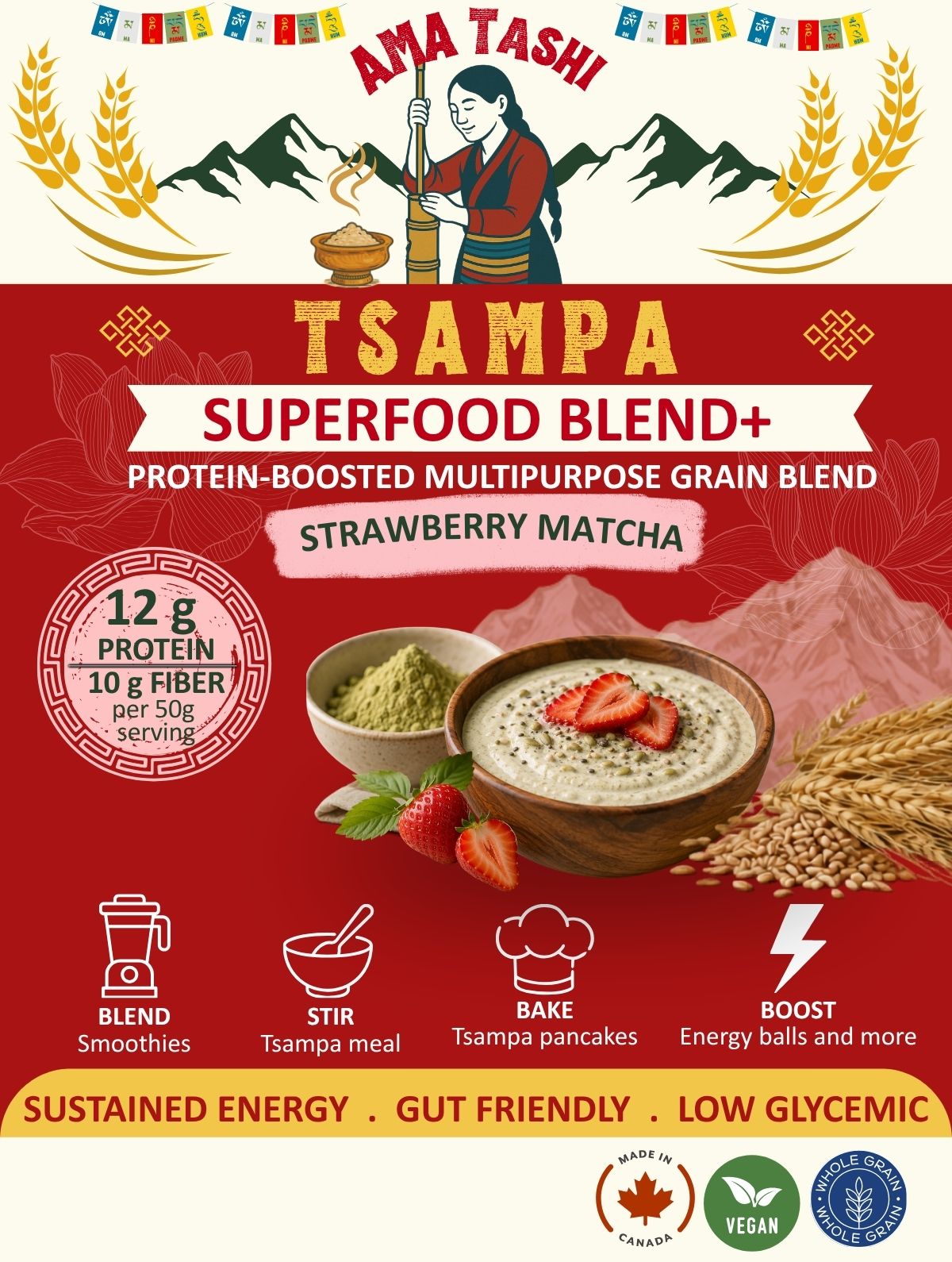 Strawberry Matcha Tsampa Superfood Blend+