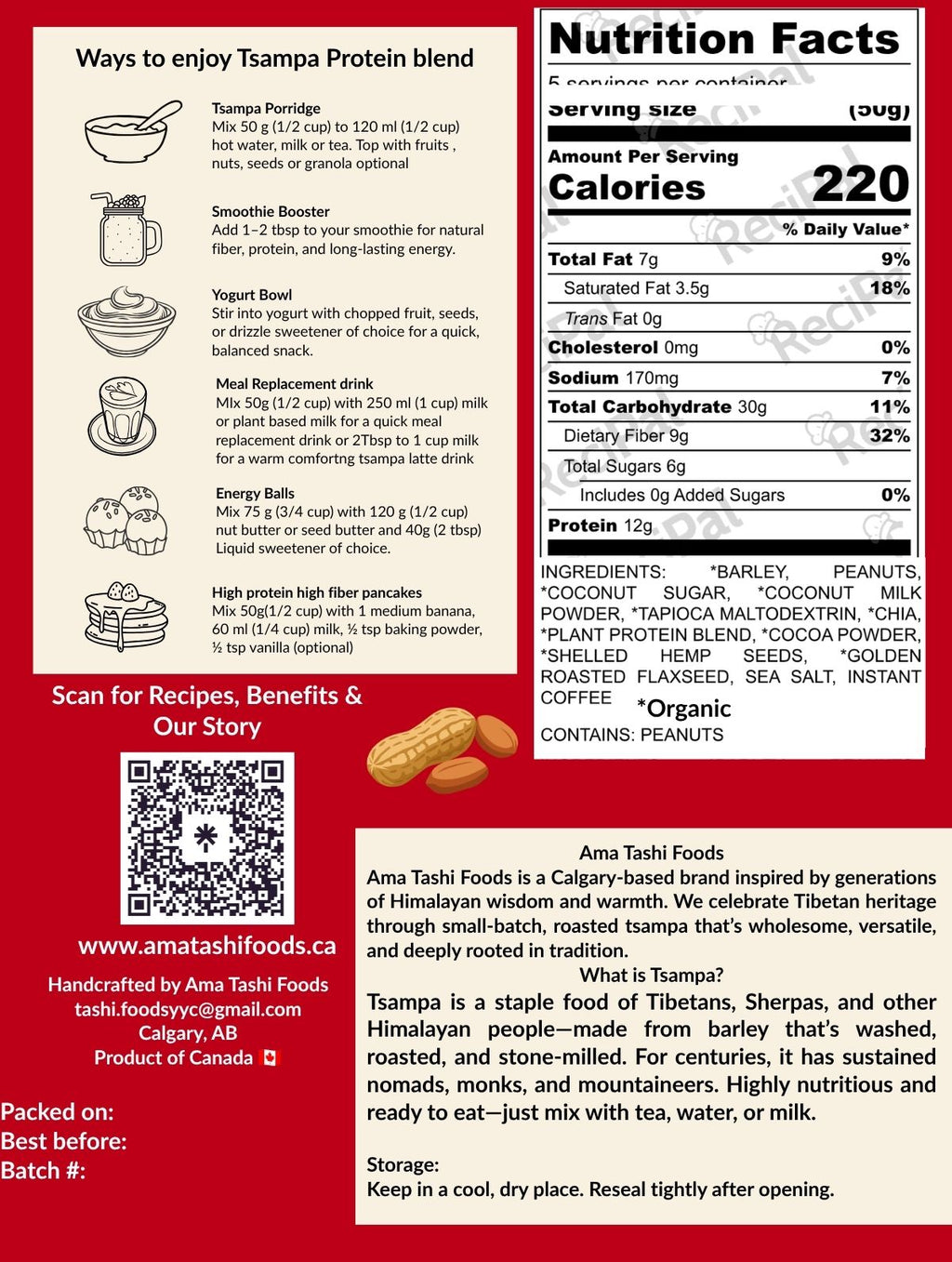 Peanut Butter Chocolate Tsampa Superfood Blend+