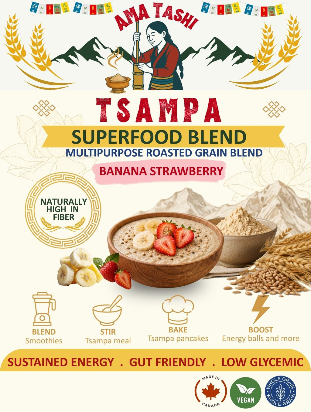 Banana Strawberry Tsampa Superfood Blend
