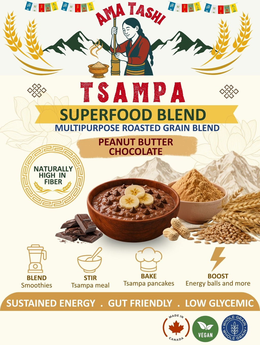 Peanut Butter Chocolate Tsampa Superfood Blend