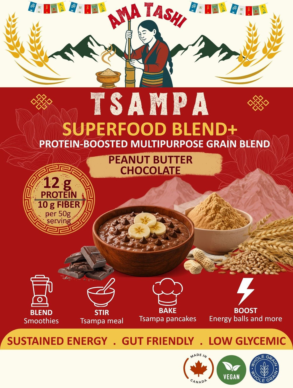 Peanut Butter Chocolate Tsampa Superfood Blend+
